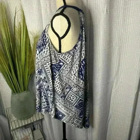 Knapp Studio Women’s L Blue Sleeveless Blouse High Neck High/Low Tunic Top - Picture 4 of 10